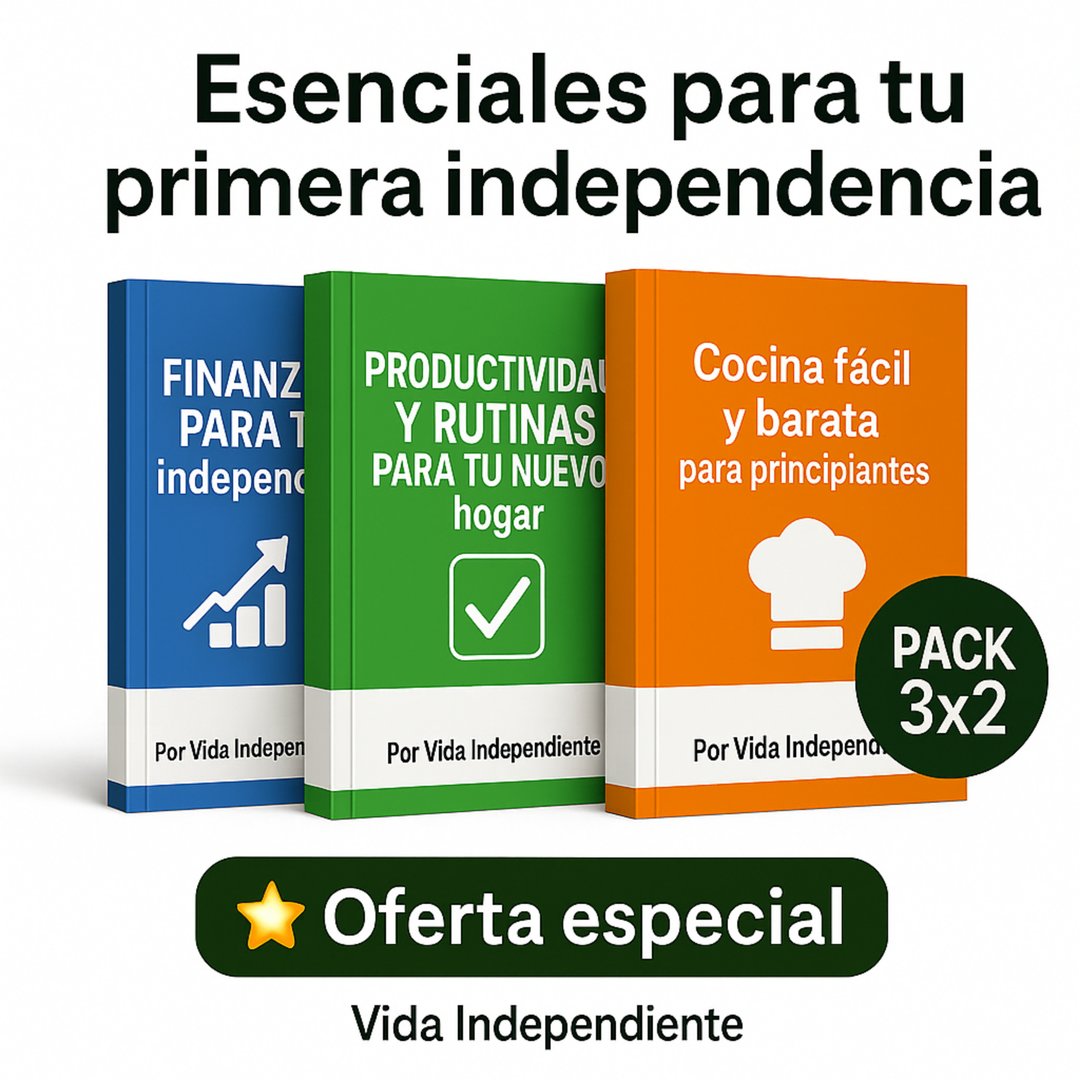 Pack 3×2 Vida Independiente® (Finanzas + Productividad + Cocina)
